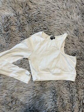 White Thermal Long Sleeve Top with Heart Detail